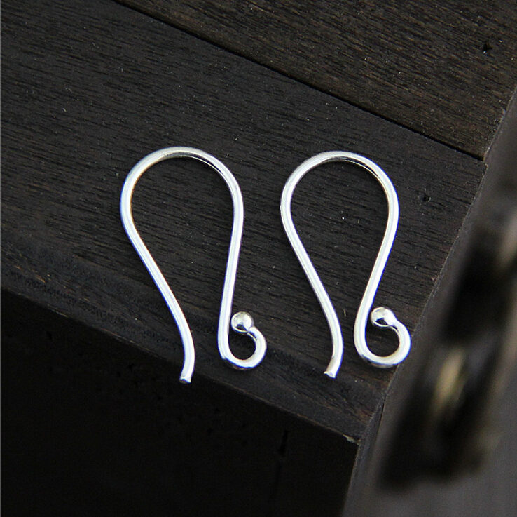 925 Sterling Silver Earring Findings Ear Wire French Hook Bead End DIY A1089