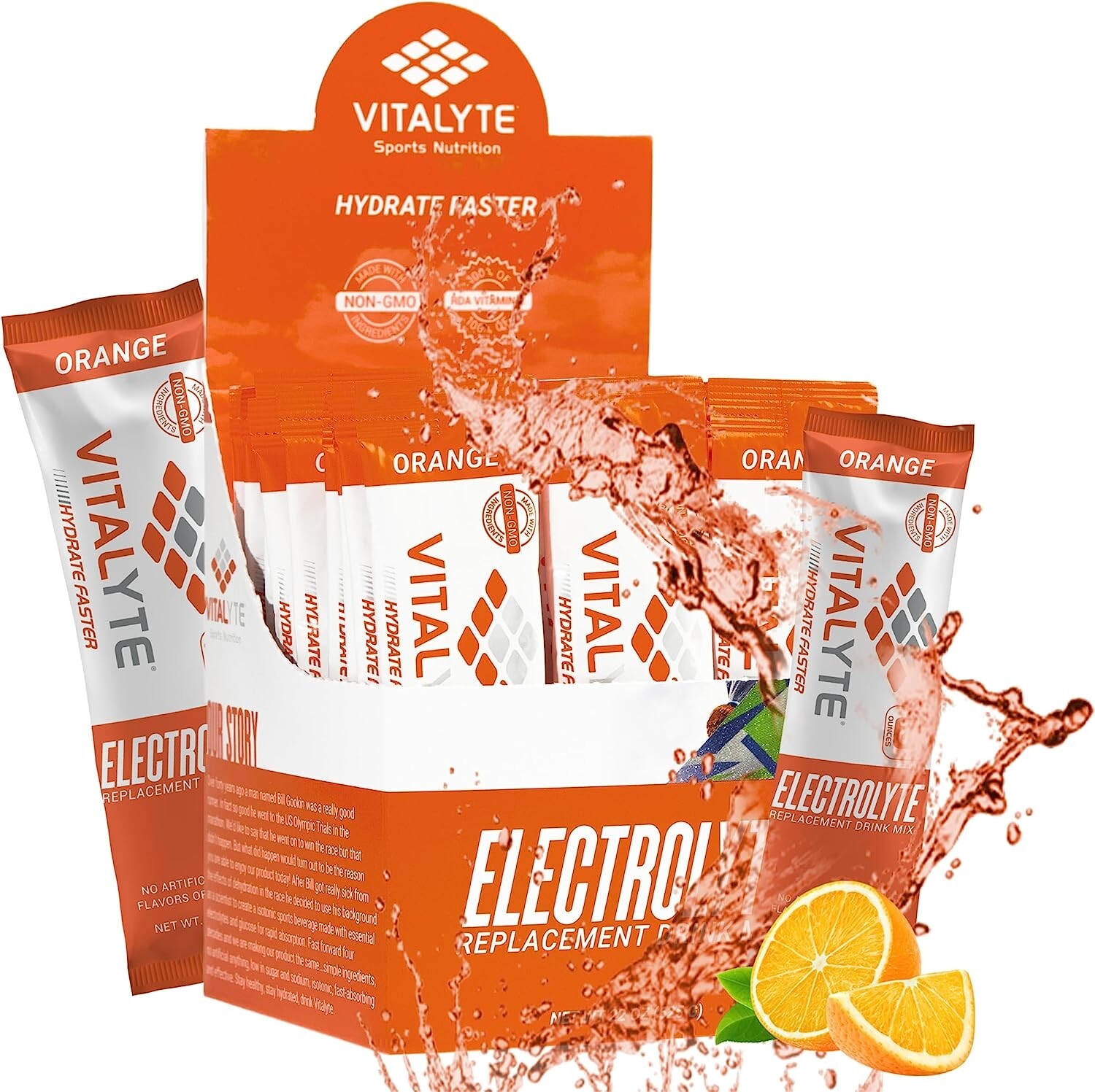 Vitalyte Electrolyte Powder Drink Mix Bundle, Pouch + Packets, Orange Flavor