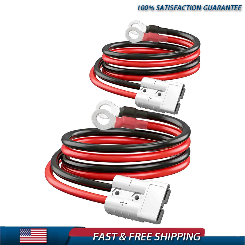 2PCS 50A Anderson Connector Plug 100cm(39.37 inch) 8AWG O-Ring Cable Forklift Tr