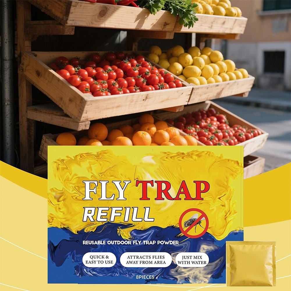 8PCS Fly Trap Refill Packets, Flies Bait Attractant Refills For All Reusable