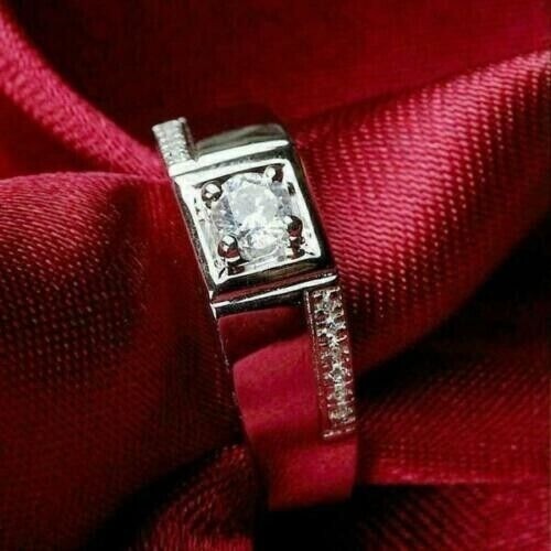 Lab-Created 2.80 Ct Round White Diamond Men's Wedding Ring 925 Sterling Silver
