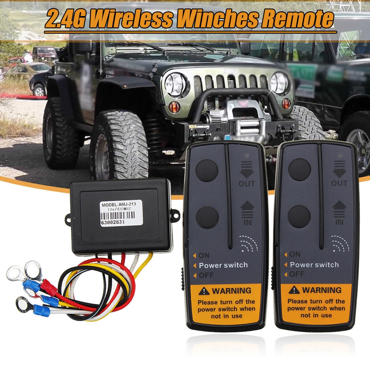 2.4G 12V Digital Wireless Winch Remote Control Recovery Kit For Jeep SUV