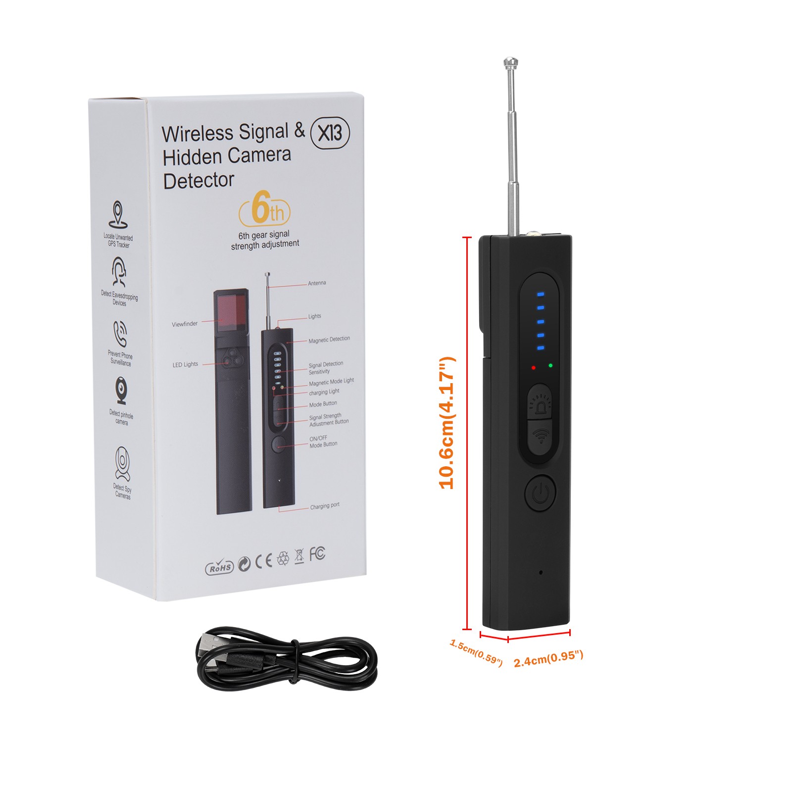 Portable Hidden Camera Detector Finder Bug GPS Tracker Scanner Device Car Hotel