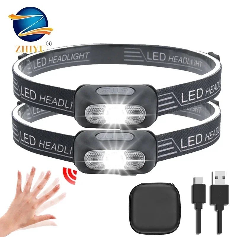LED Headlamp USB Rechargeable Flashlight Waterproof Outdoor Headlight Lamp Torch