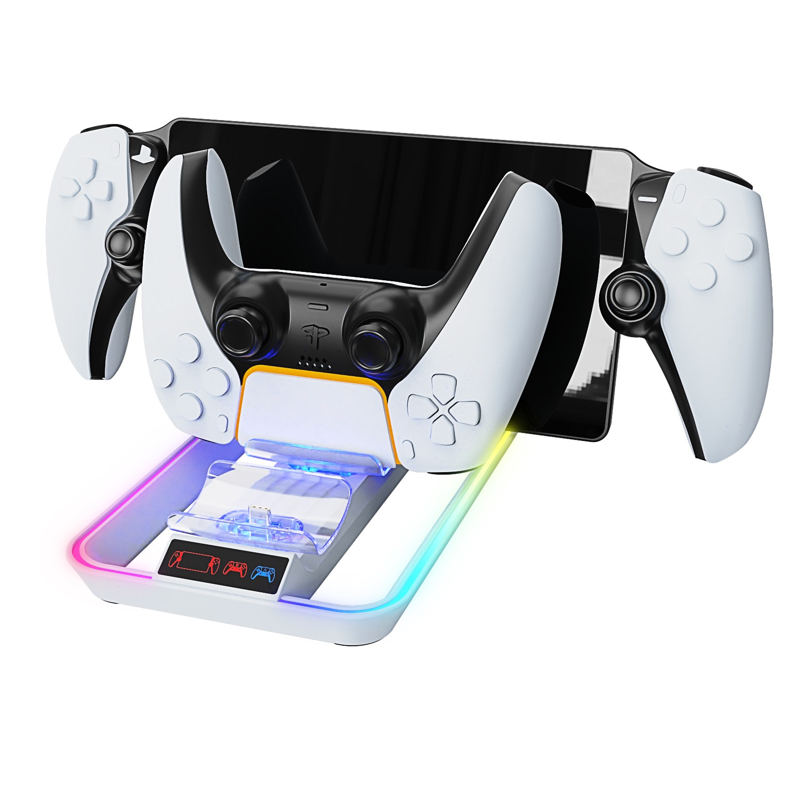 For PS5 Game Controller PS Portal Charging Base Stand with RGB Light Accessories