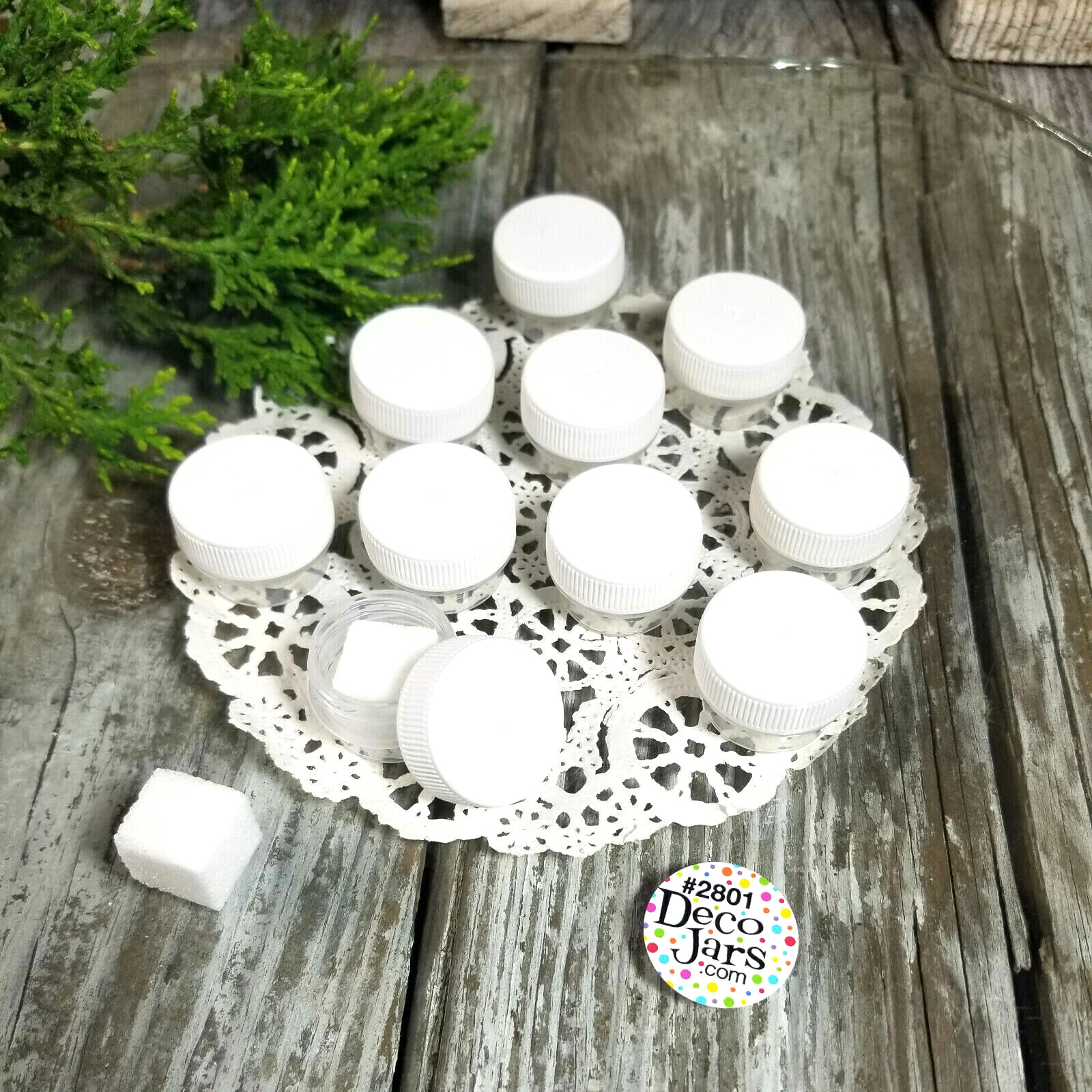 15 Micro Jars 1/8 oz  Tiny Makeup Skincare Container 2801 White cap Reusable USA