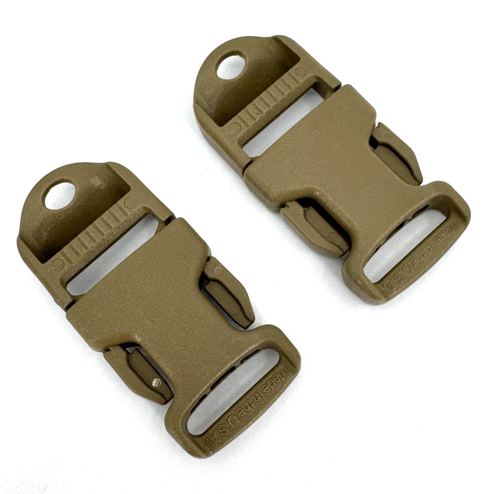 SET OF 2 ITW Milspec 3/4 INCH Side Release Single Adjust Buckle KHAKI/TAN .75"