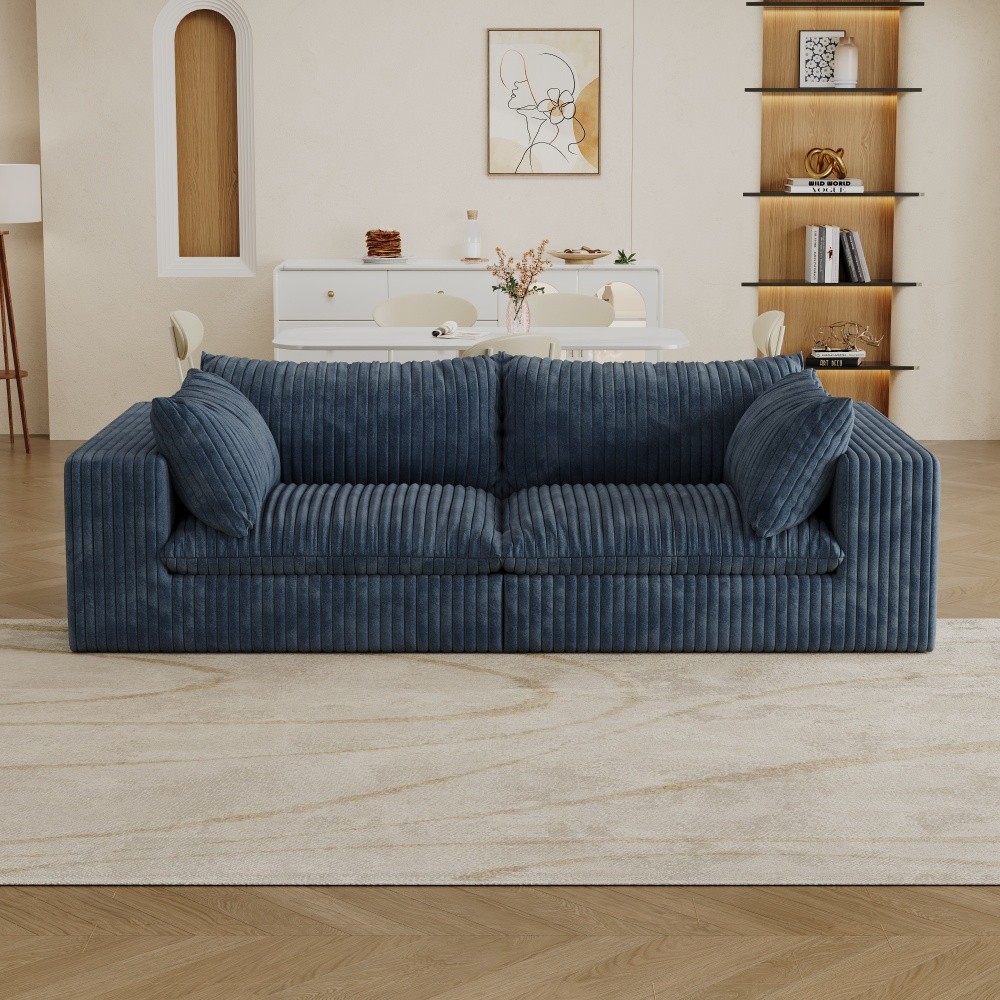 Blue 2-Seat Modular Fabric Sofa Modern Sofa Couch Versatile Design Free Shipping