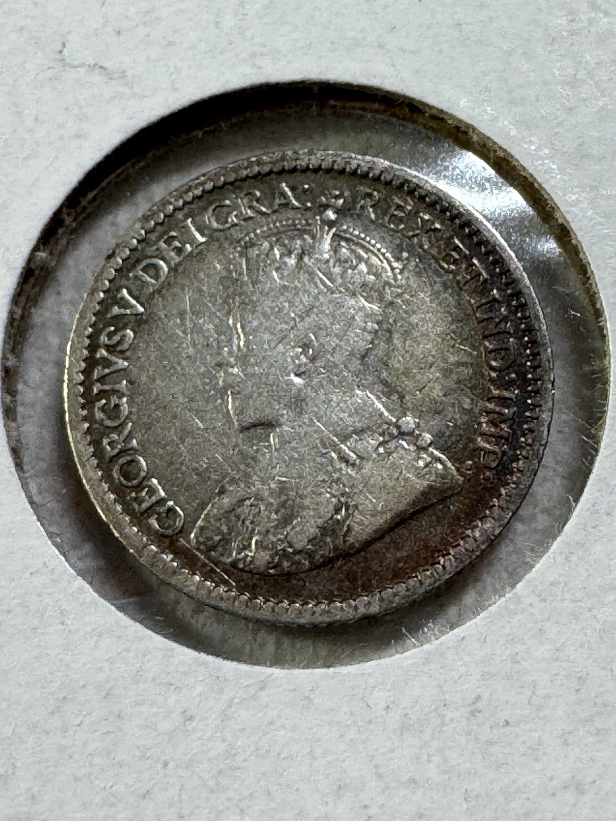 1912 Canada 5 Cents Small Silver Coin Cleaned