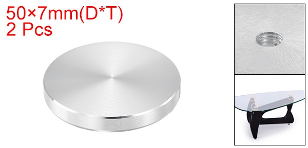 2Packs, M8 Thread 50mm Diameter Round Shape Aluminum Disc Hardware Silver
