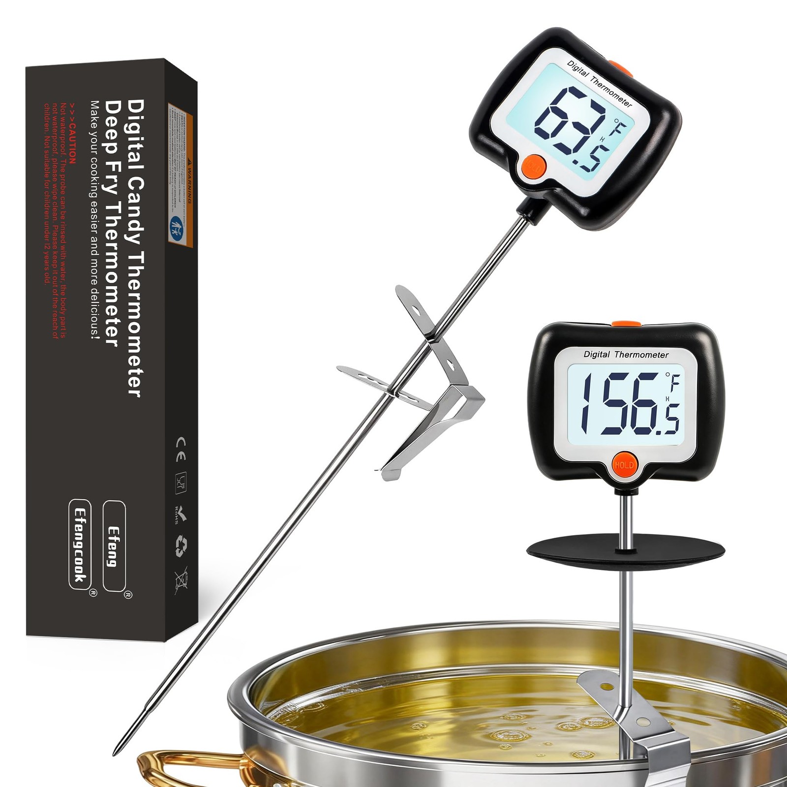 10 Inch Long Digital Candy Thermometer 10 inches, Black