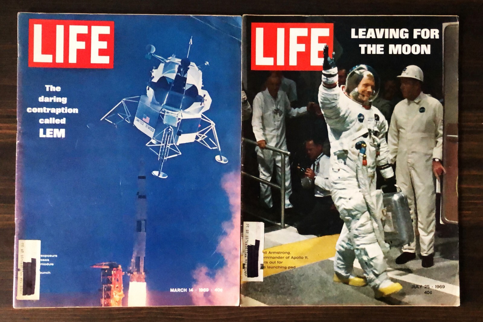 Lot of 5 Life Magazine 1969 Apollo Moon Issues - Mar 14, Jun 6, Jul 4, 25, Aug 8