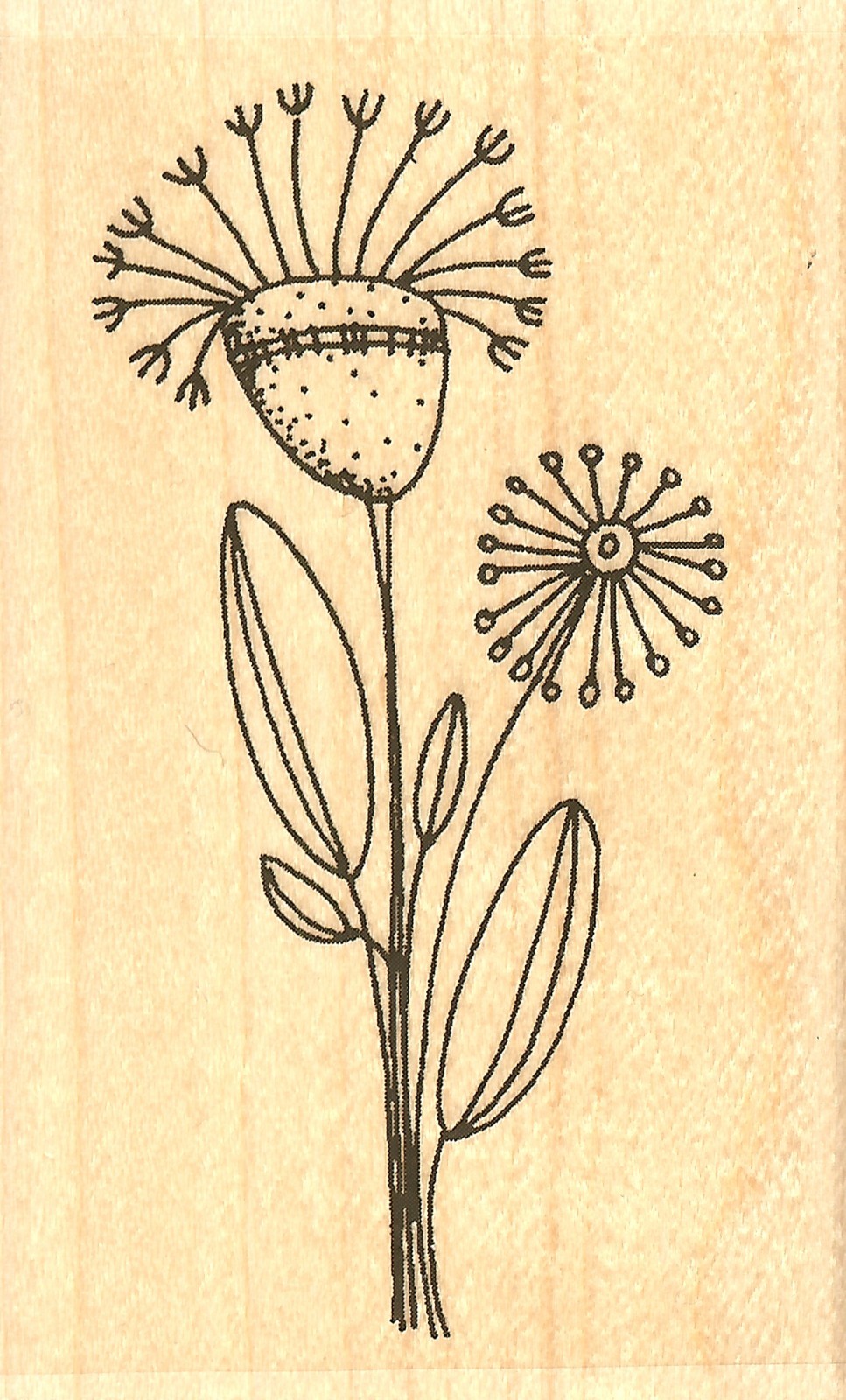 Wind Wishes Flower, Wood Mounted Rubber Stamp IMPRESSION OBSESSION - NEW, D19134
