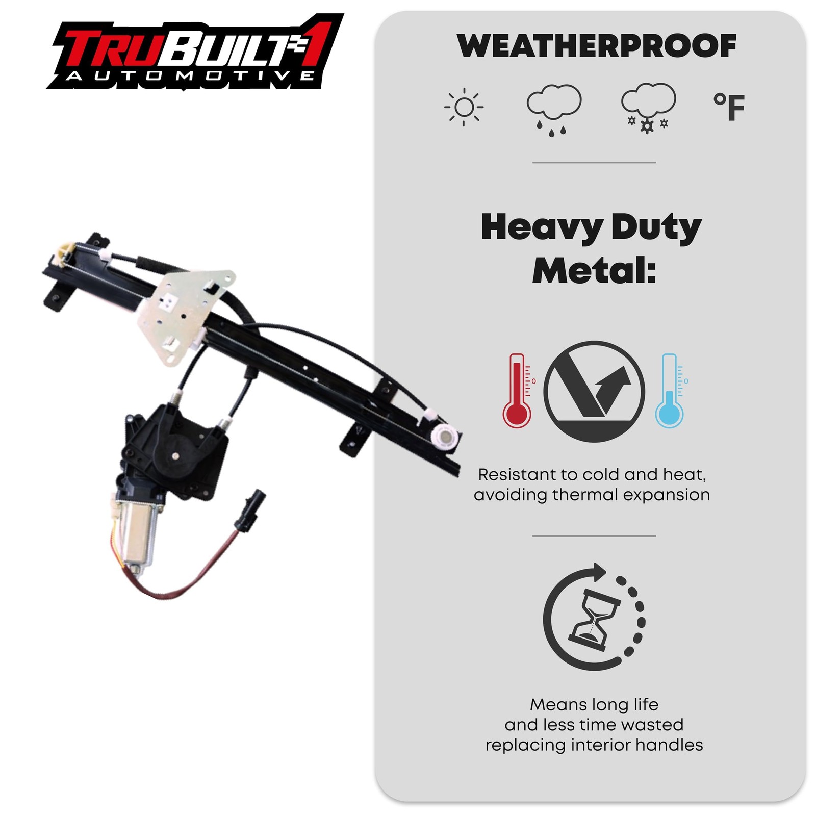 Power Window Regulator w/Motor Assembly- Front Passenger Side - Compatible wi...