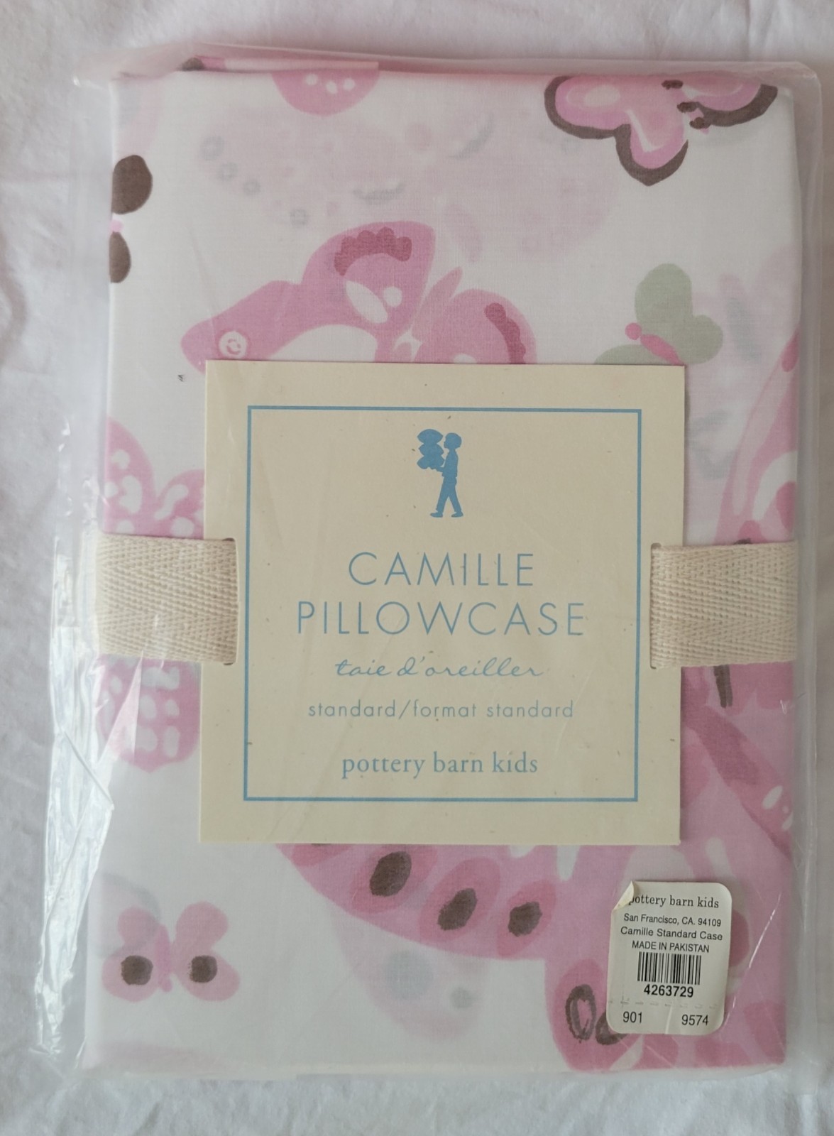 Pottery Barn Kids Camille Pillowcase Pink Butterflies 100% Cotton Standard