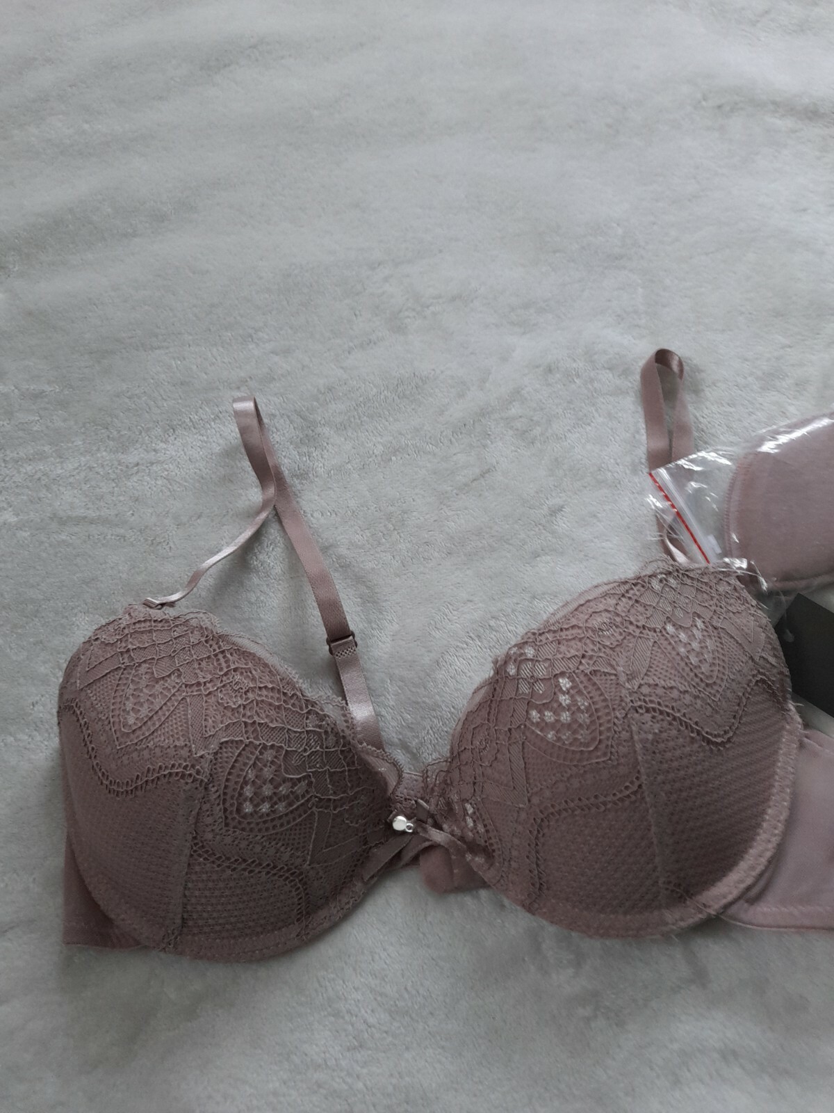 Ange Womens Push Up Bra Abn.Pads Strappy Lace Pink Powder 70B JP383
