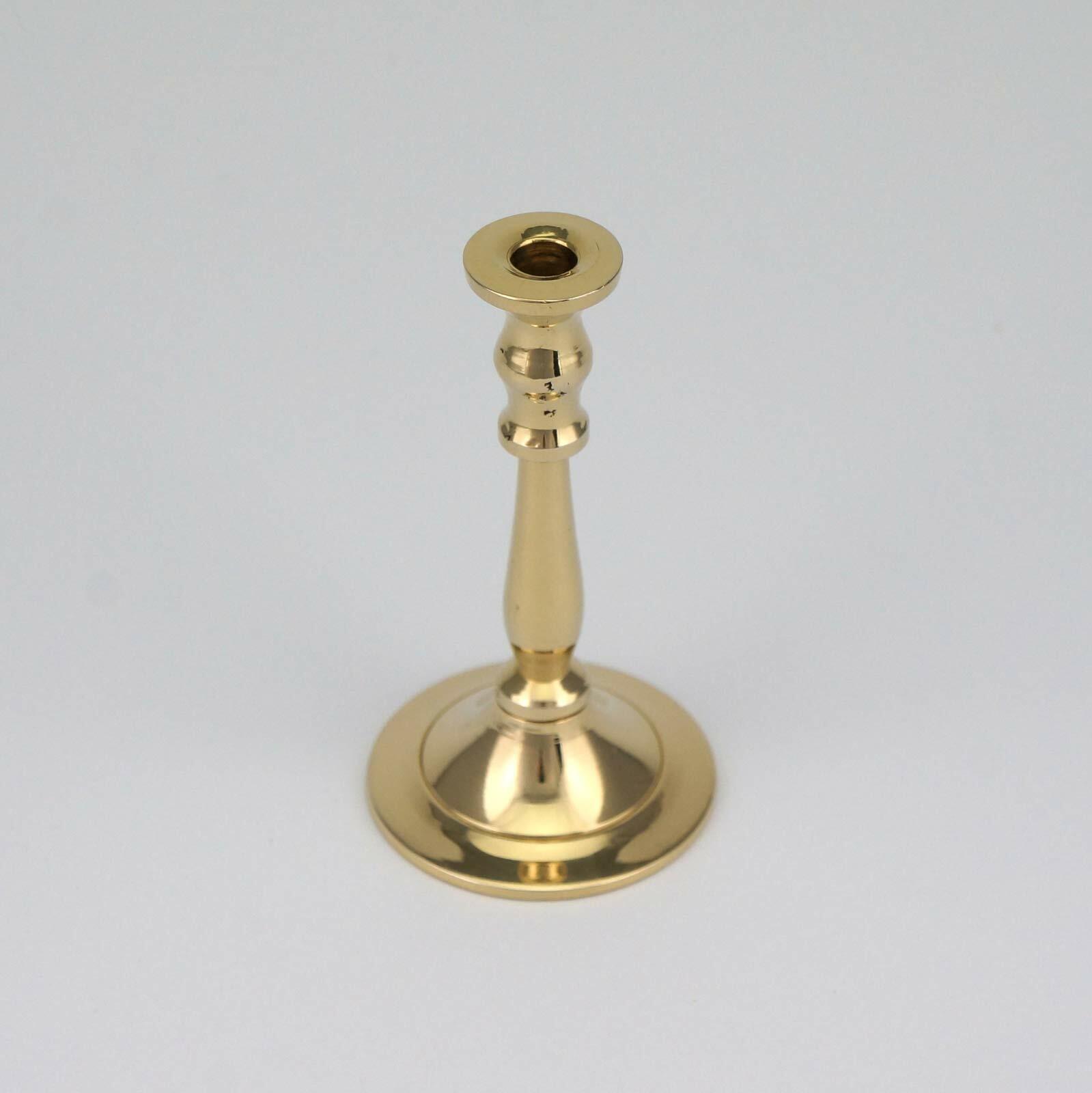 Small Brass Candle Holder for Thin Candles - Mini Brass Candlestick, Tiny Stand