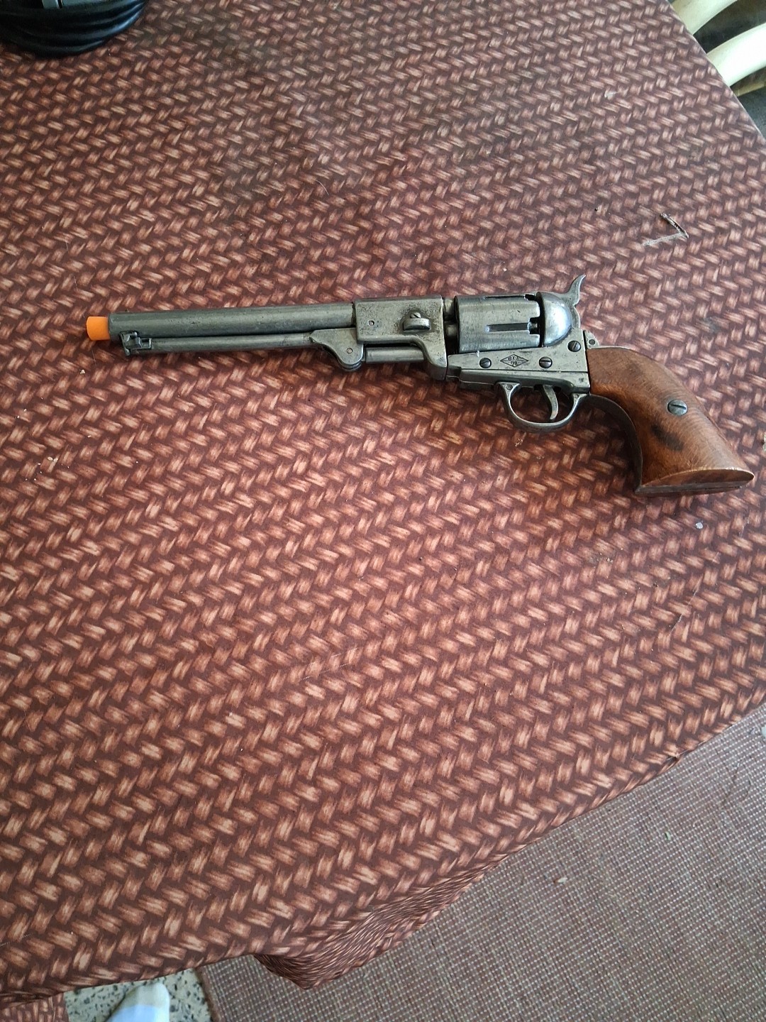 VINTAGE BKA 98 MOVIE PROP PISTOL REVOLVER WITH WOOD GRIPS