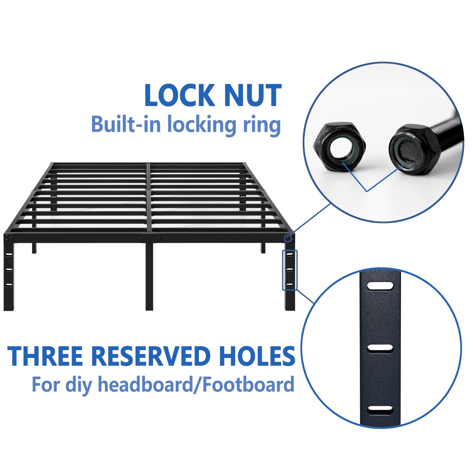 Metal Bed Frame,Queen Size Bed Frame with Storage Space,Heavy Duty Sturdy Mat...