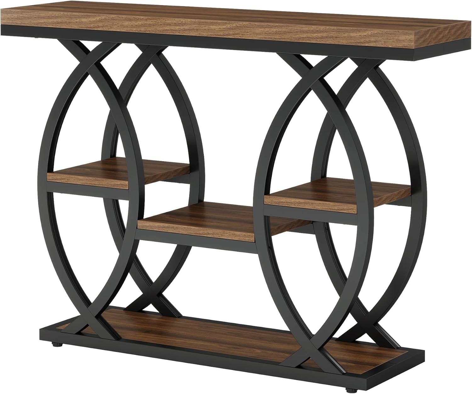 39.4" Console Table, Industrial 4-Tier Entryway Sofa Table with Storage Shelves