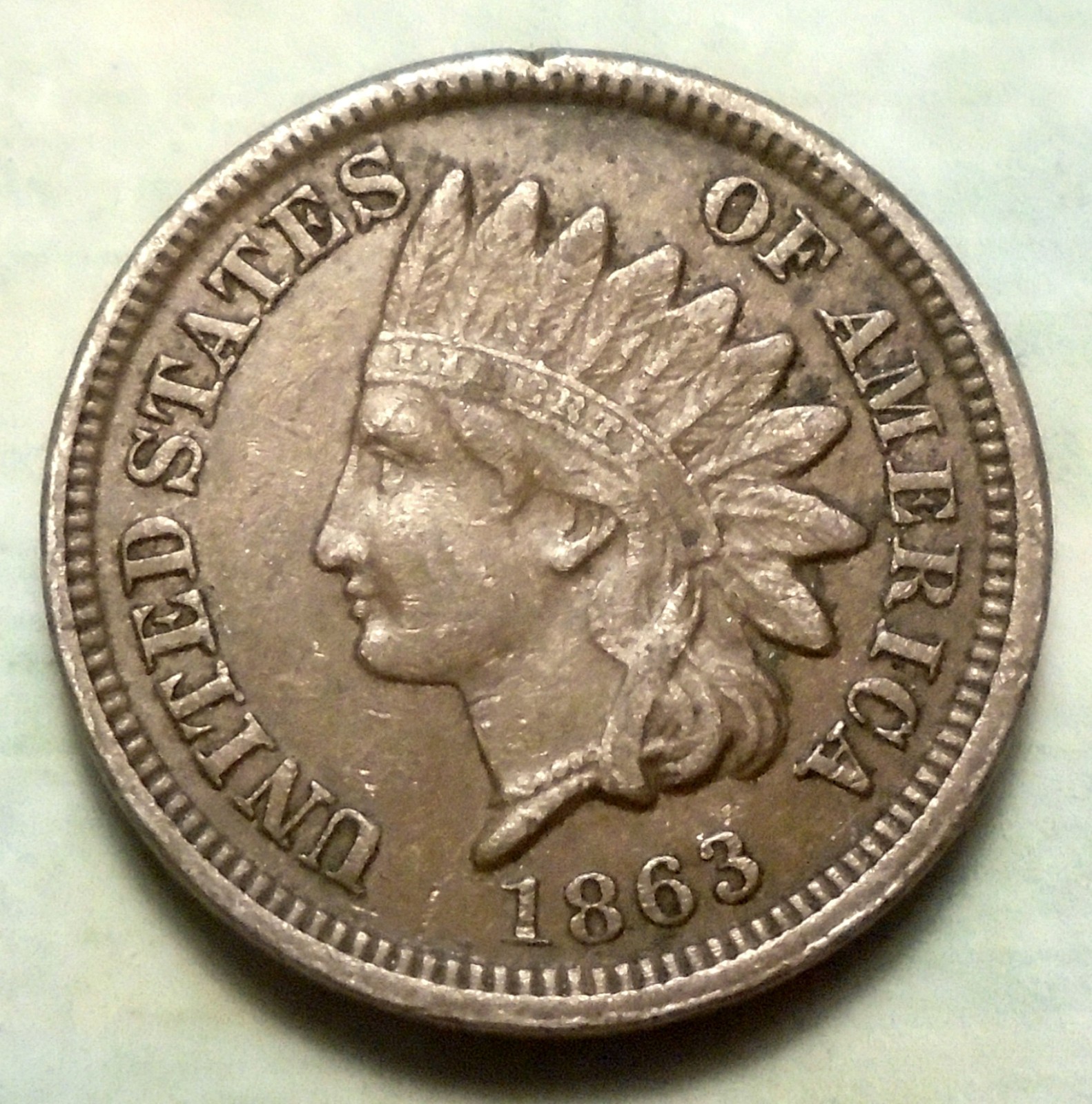 1863 Indian Head Cent XF EXTRA FINE 3 Diamonds Copper-Nickel Civil War! Scarce!