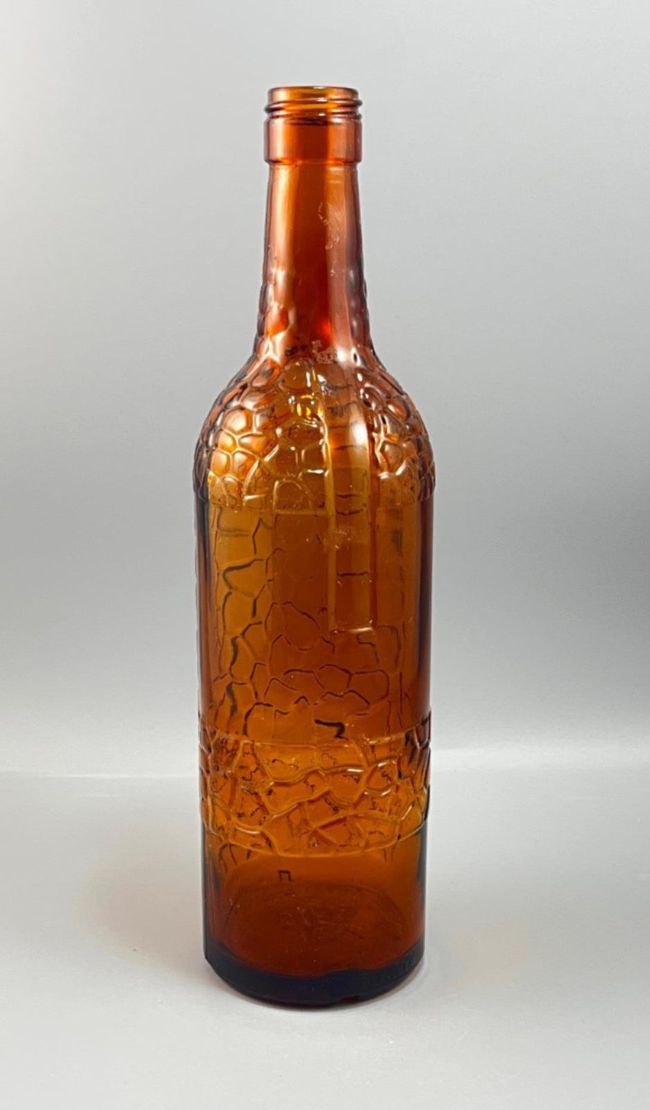Vintage Fourcroy Brussels Belgium Raised Pattern Amber Glass Liquor Bottle