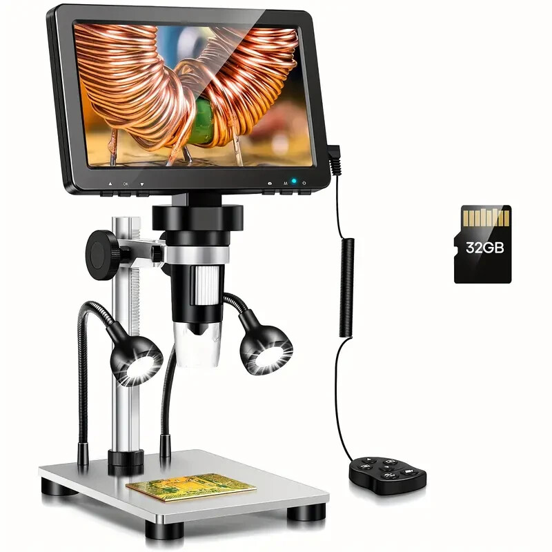 "7" LCD Digital Microscope 1200X 1080P Coin Microscope Magnifier 12MP