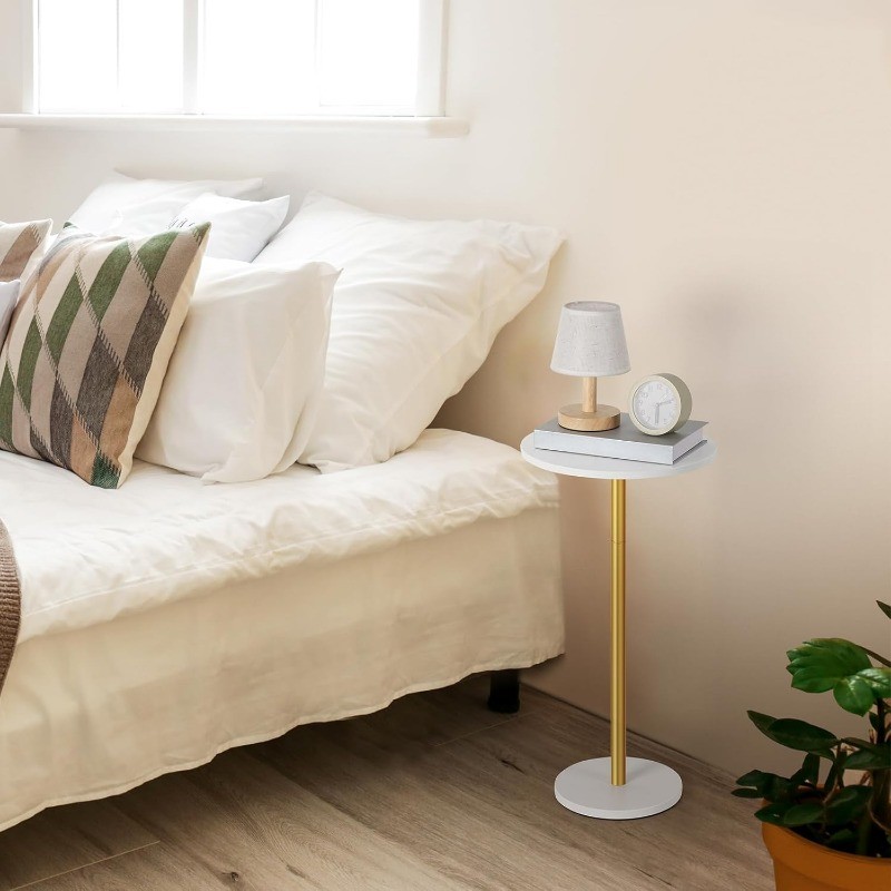 Small Side Table for Small Spaces Round Pedestal Coffee Cocktail Table White