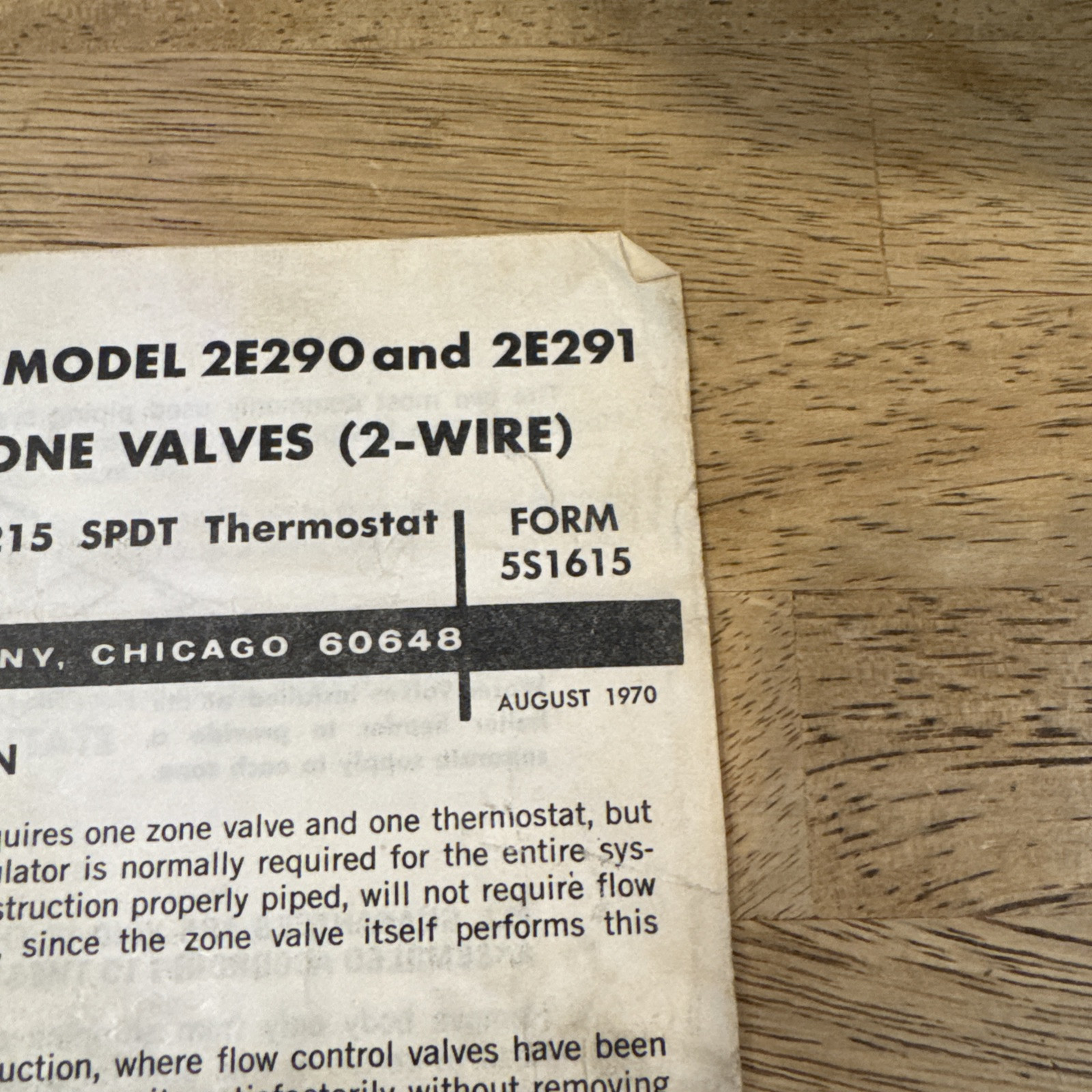 Dayton Two Way Hydronic Zone Values Model 2E290 & 2E291 Operating Instructions