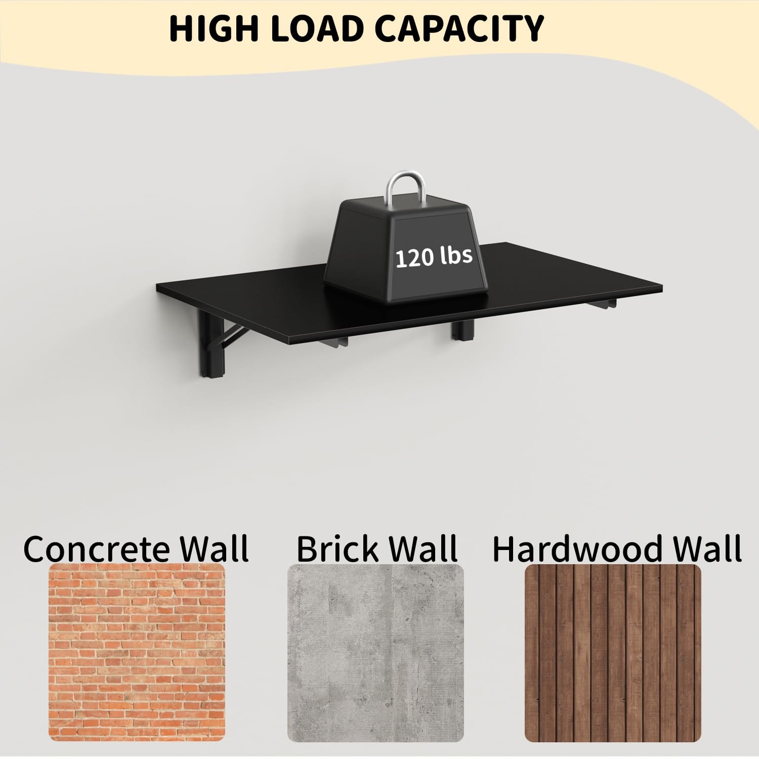 GOYLSER Wall Mounted Table Fold Down Workbench 25" x 15.7" Laundry Floating Desk