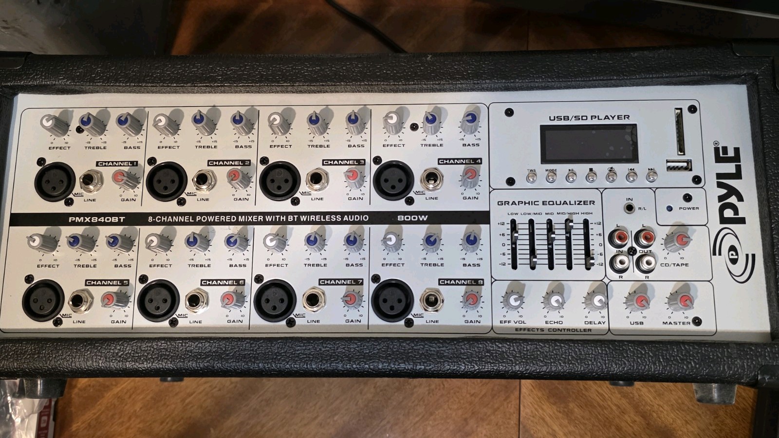 Pyle PMX840BT 8-Channel Powered Mixer