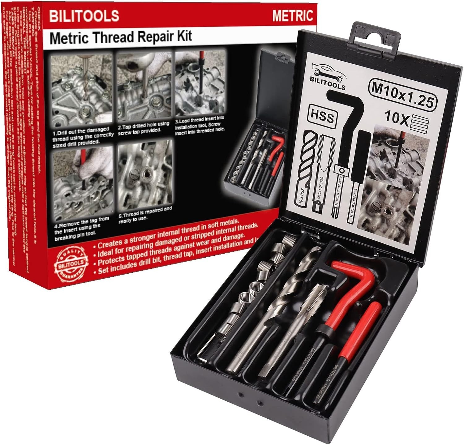 M10x1.25 Thread Repair Kit HSS Drill Helicoil Repair Kit Metric High Quality NEW