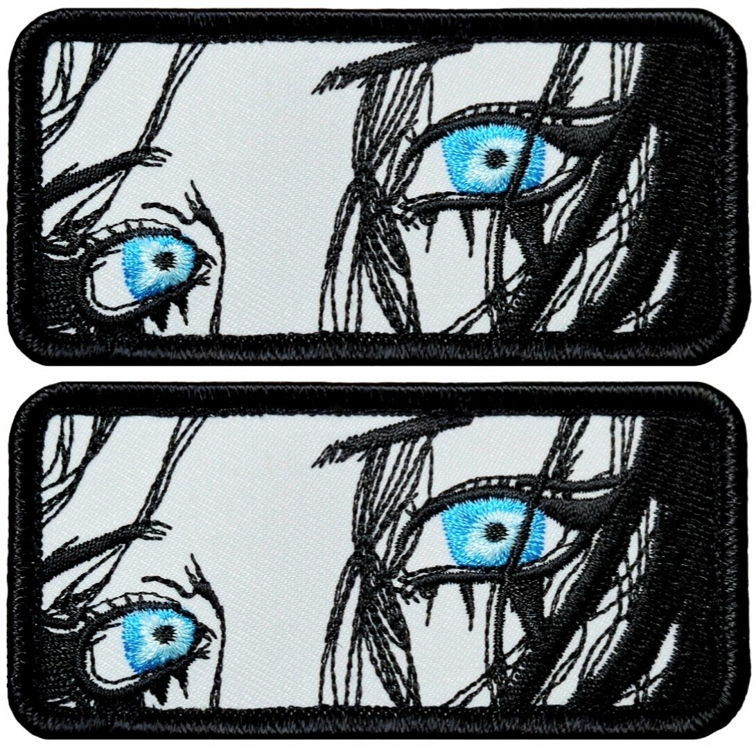 Blue Eyed Cute Anime Manga Girl Embroidered Patch - 2PC HOOK BACKING 3.5"x1.5"