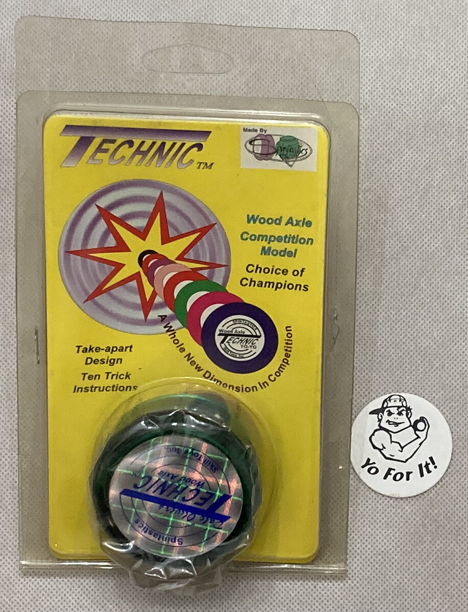 Vintage Original Spintastics Rare Green Technic Wood Axle Yo-Yo NOS