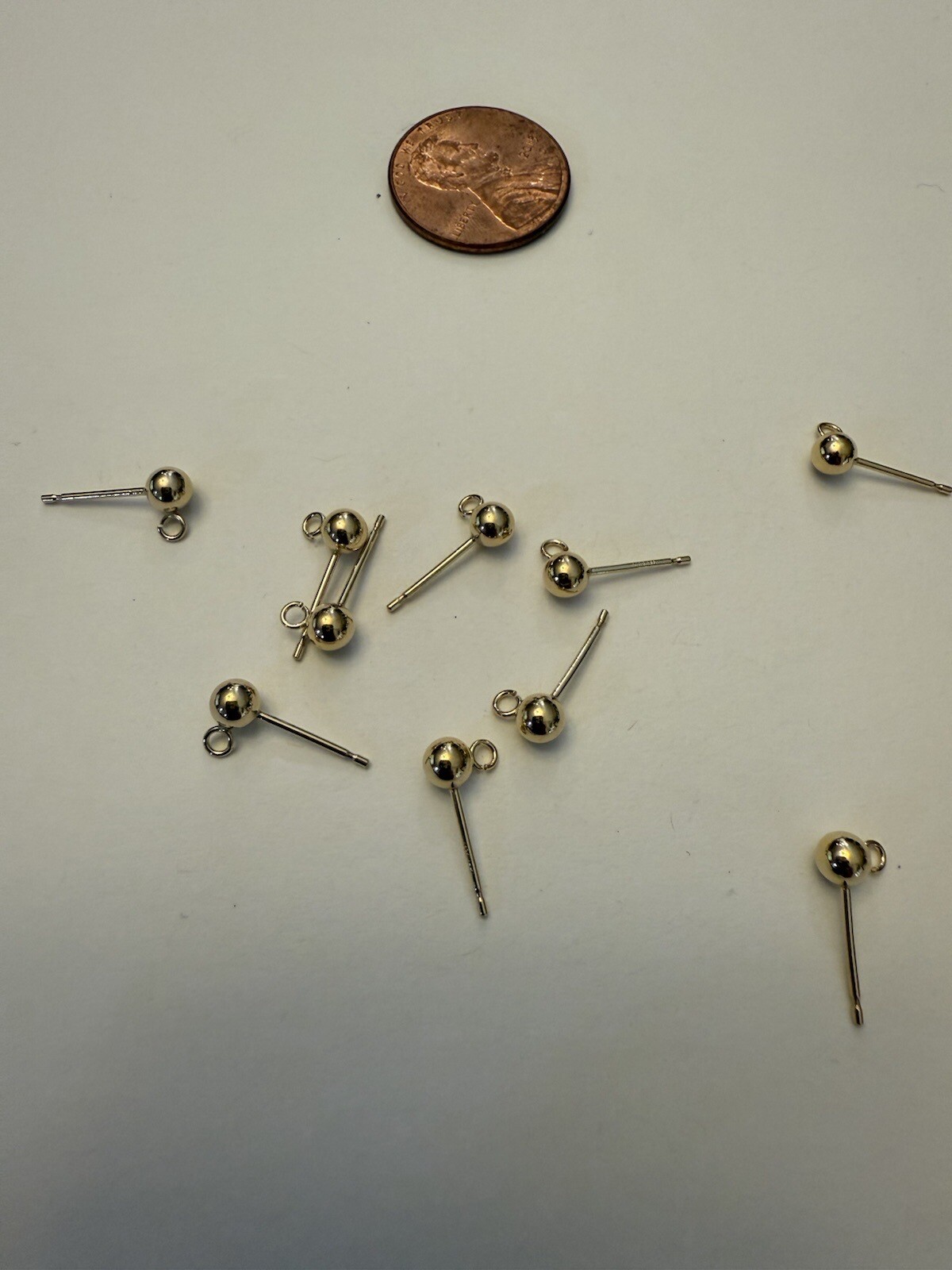 14kt gold filled ball stud earrings 4mm with open ring, 5prs