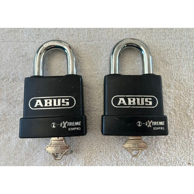 Lot of 2 ABUS 83WP/63 Extreme Series Padlock Weatherproof Hardened Steel Shackle
