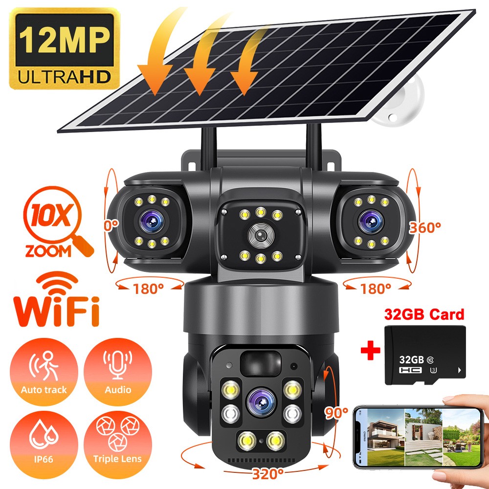NEW 4K Solar Battery Wireless WiFi Outdoor Pan/Tilt Home Security Camera System
