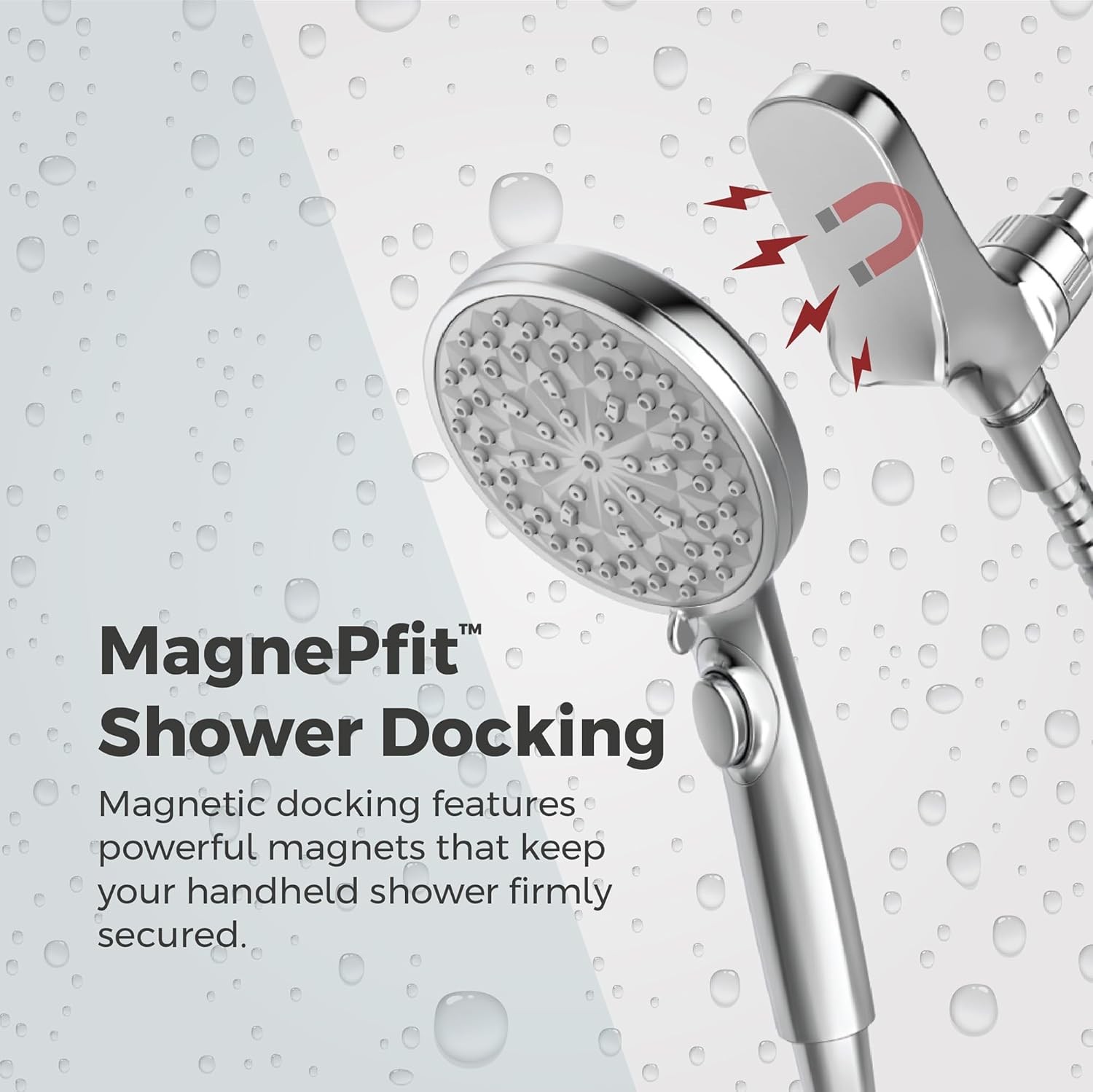 HydroFuse Handheld Shower Head with Magnetic Docking 6-Function High Pressure