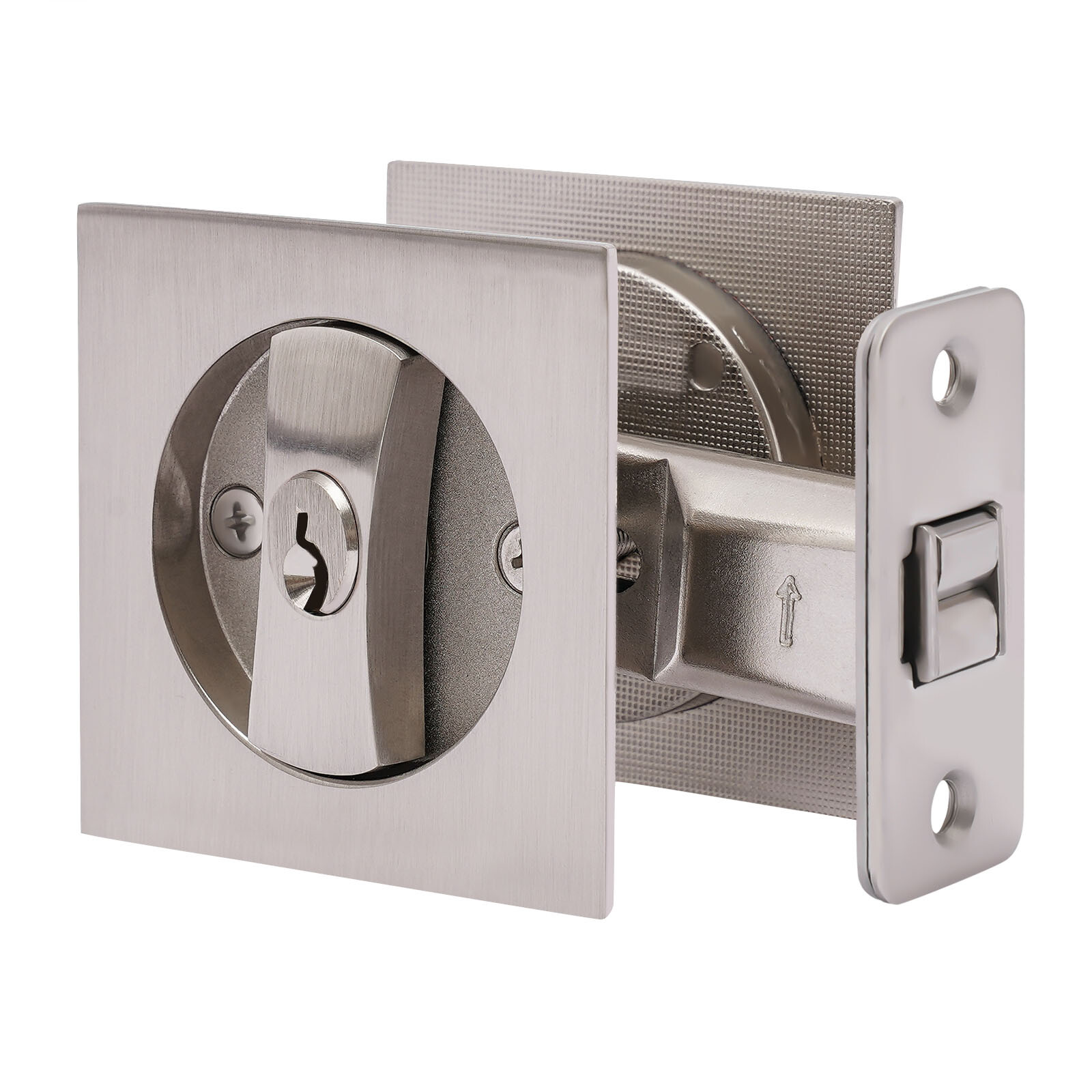 Cavity Sliding door Lock Privacy Function Entry lock Silver Square