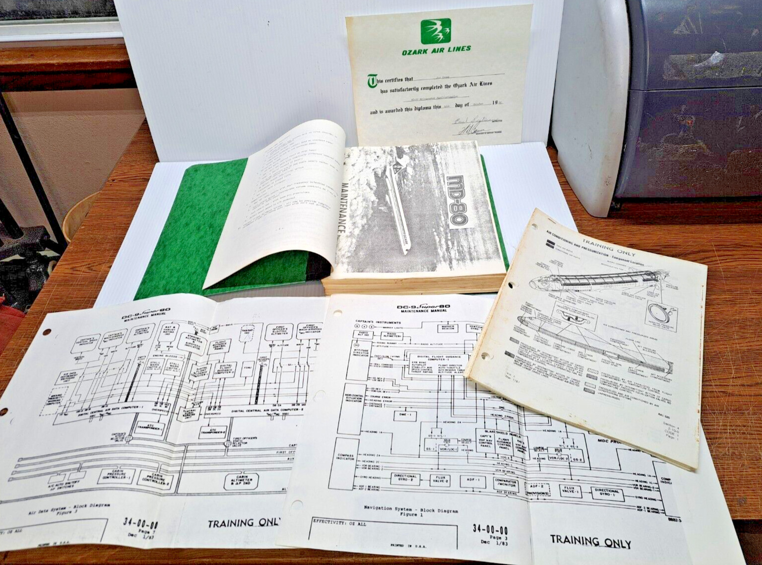 1980's Ozark Airlines MD80 /DC9 Maintenance Training Book