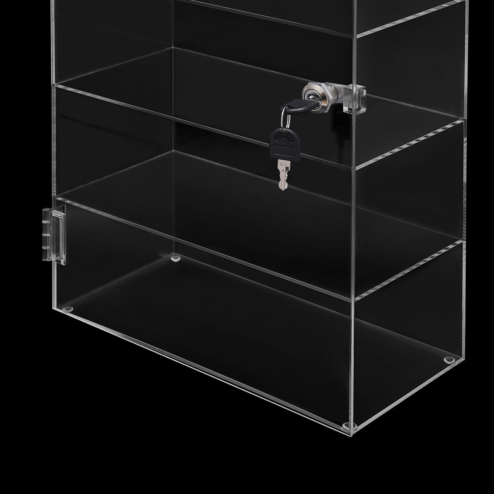 4-Layer Clear Acrylic Display Case 30 × 15 × 40 cm Lockable Countertop Showcase