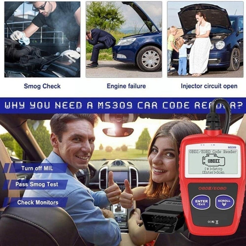 MS309 Automotive Code Reader OBD2 Scanner Diagnostic Tool Car Check Engine Fault