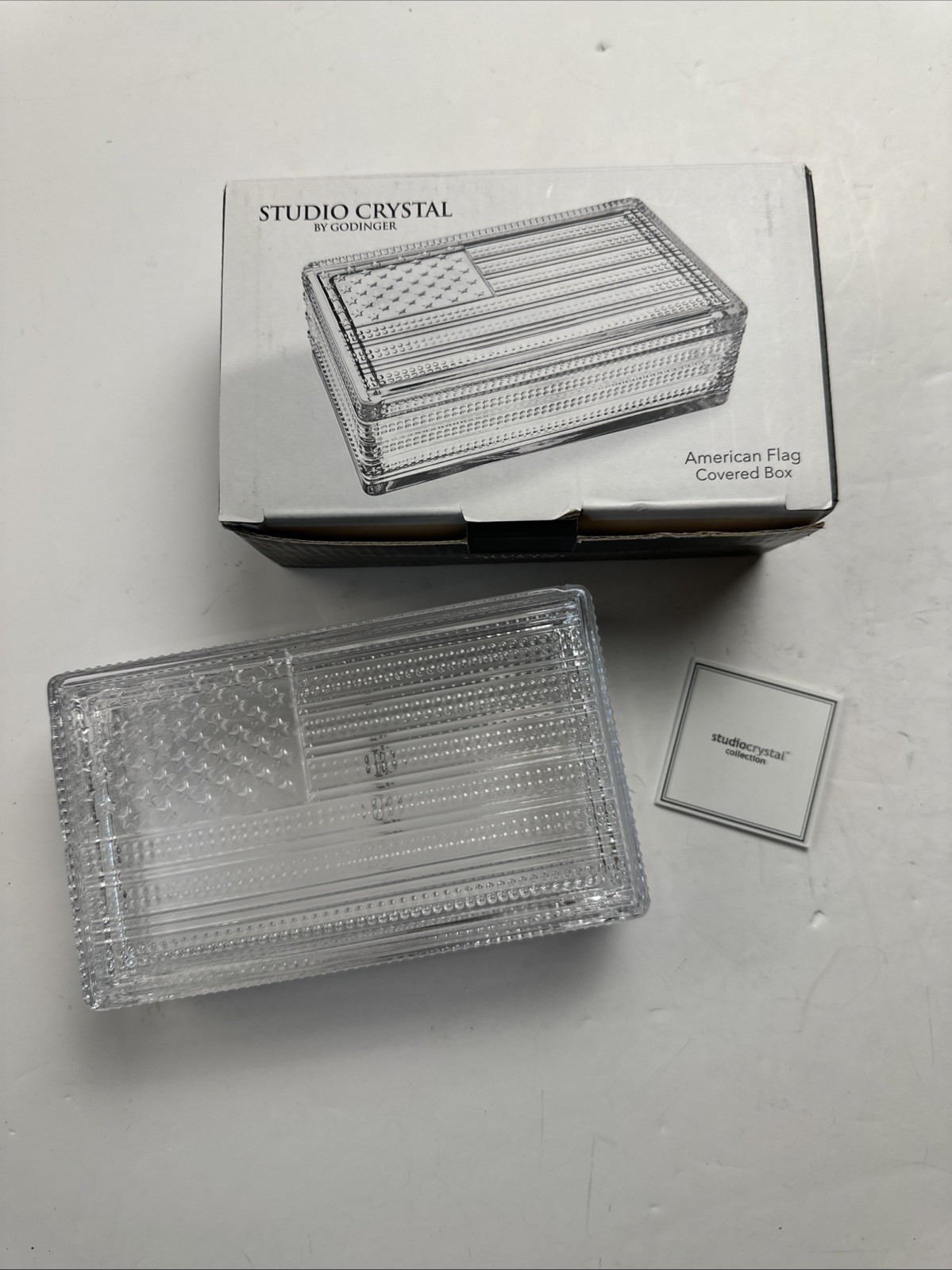 Studio Crystal By Godinger American Flag Covered Box With Original Box