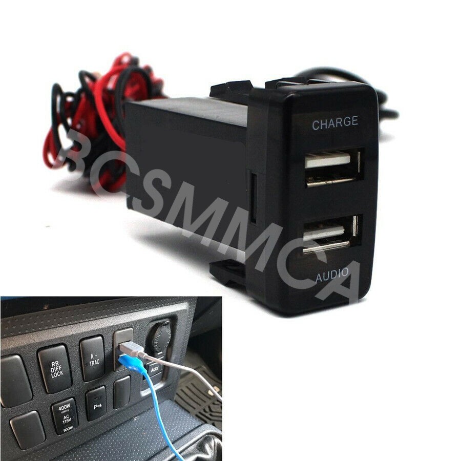 Dual Port USB Car Charger Audio Socket Fit For Toyota FJ Cruiser/Hilux 2007-2014
