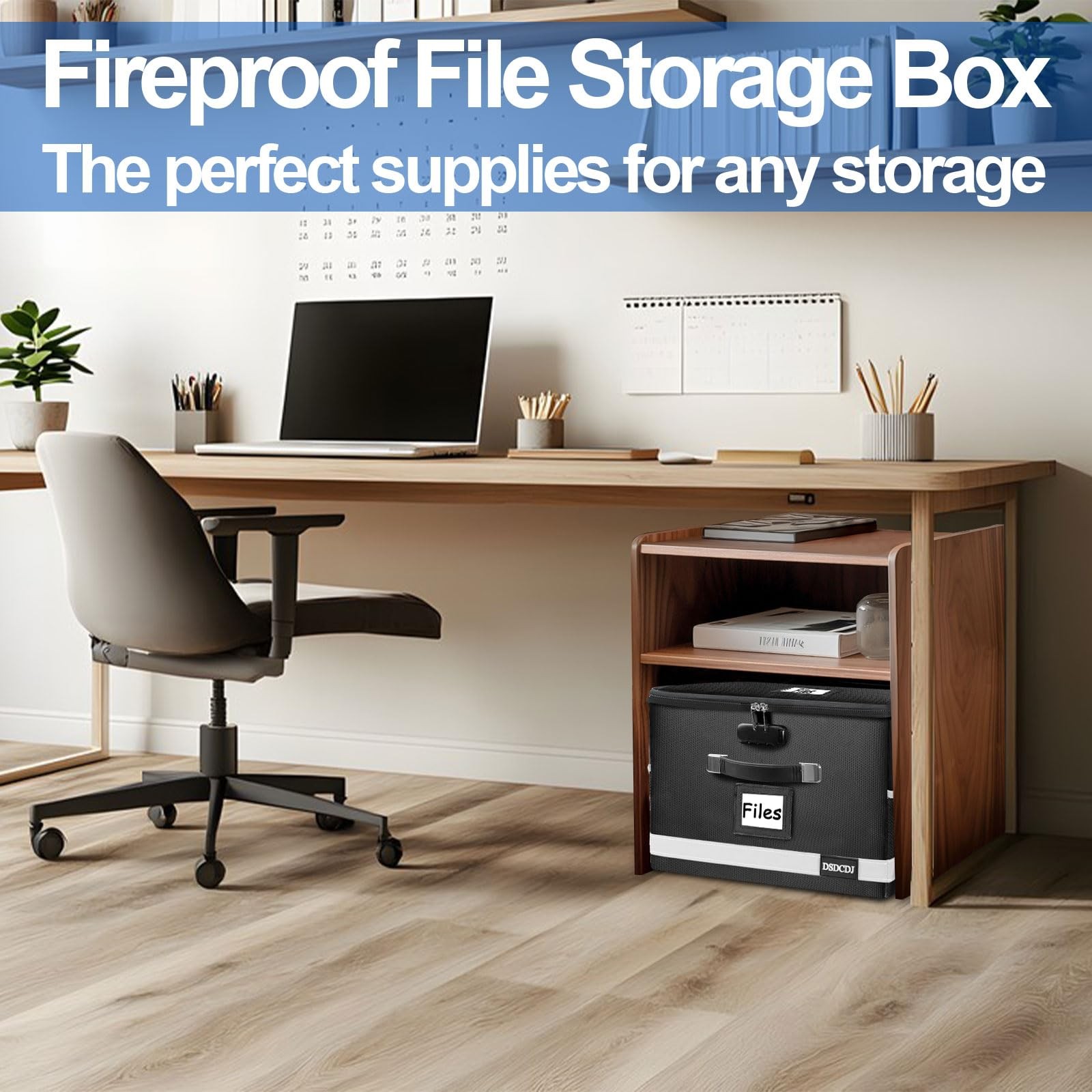 Upgraded Fireproof File Box with Stay-Open Straps, Fireproof Document Box wit...