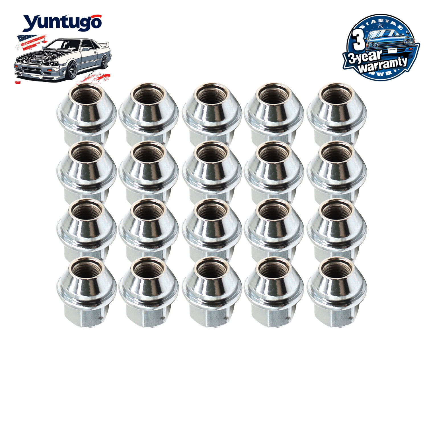 Set 20 14x1.5 Chrome Factory Style Lug Nuts ACPZ1012M For Ford Edge Mustang