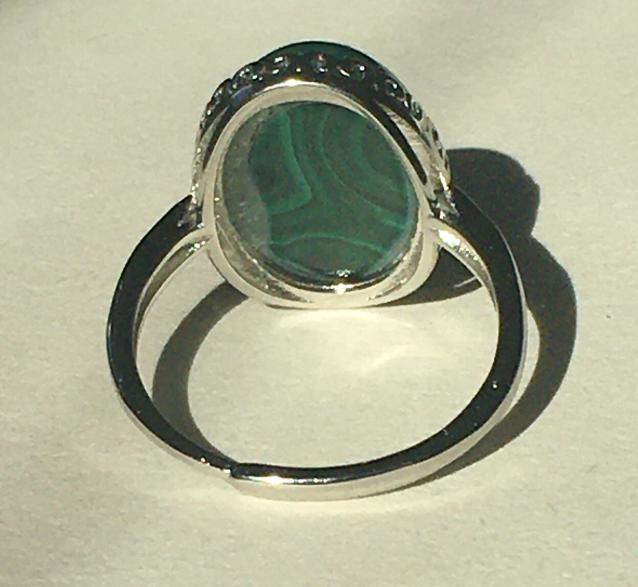 malachite ring S925 adjustable to size 6,7, 8 & 9
