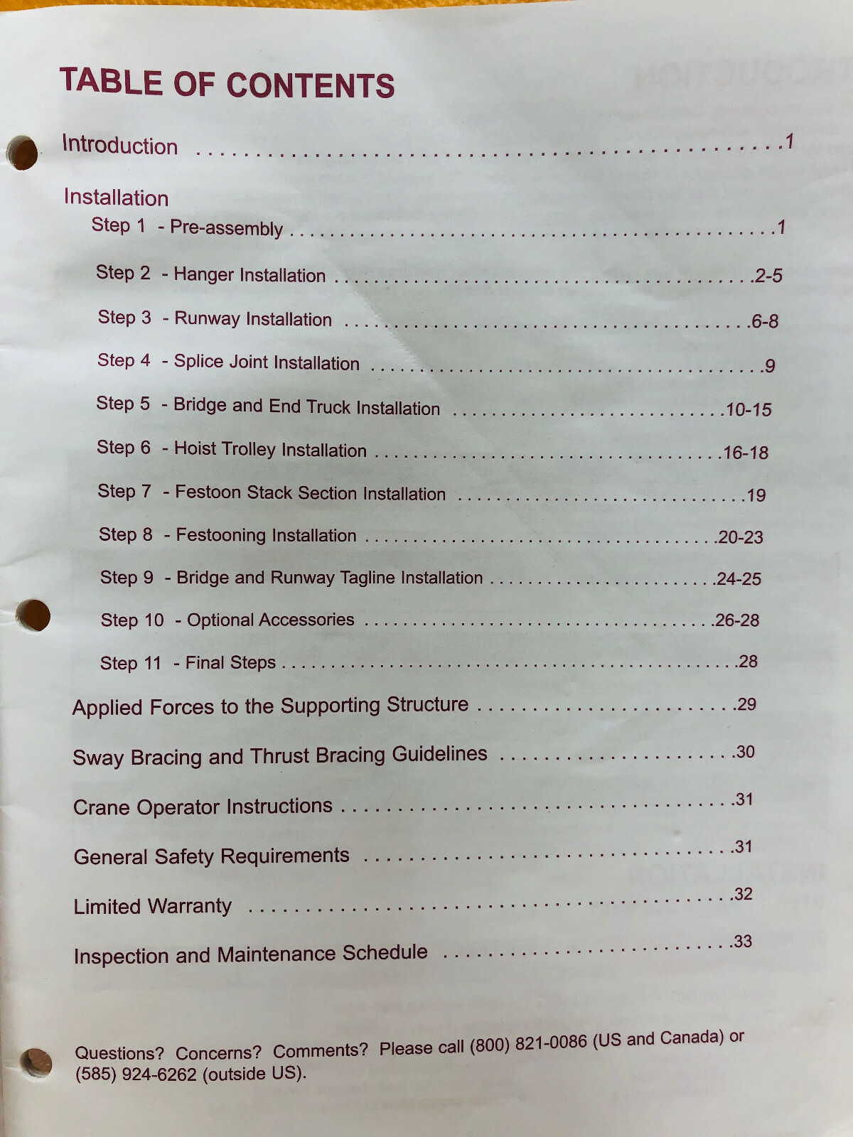 Gorbel 2007 #33 Installation Operation + Maintenance Manual