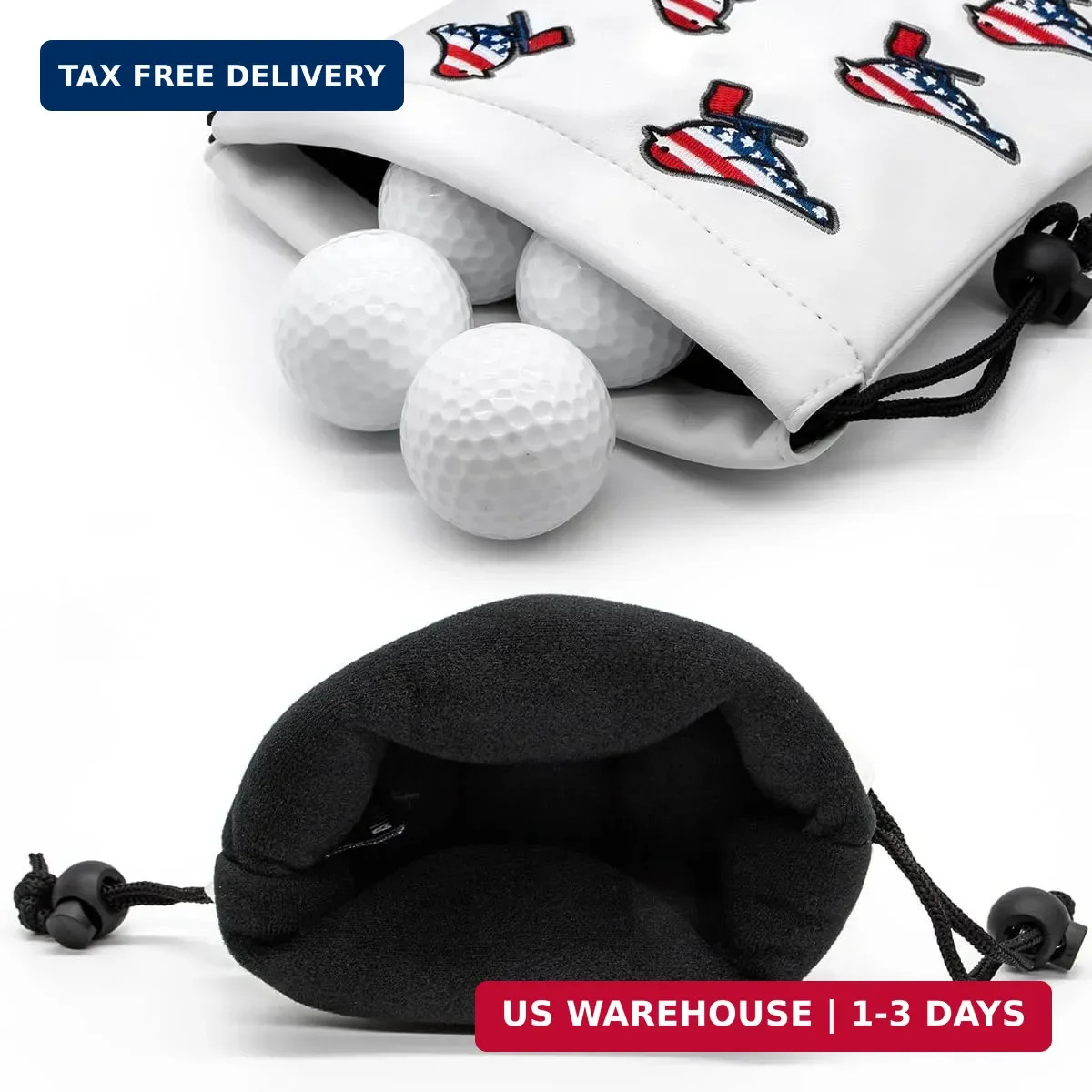 Golf Valuables Pouch, Leather Golf Tee Pouch with Drawstring Closure Golf Ball T