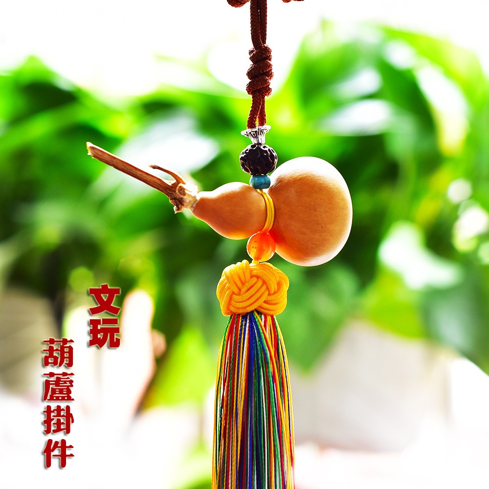 Lucky Gourd Car Charm Buddhist Amulet Pendant Auto Decor Black Wood Ornament